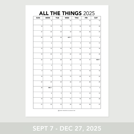 The Essential Family Calendar: All the Things (Sunday-start)