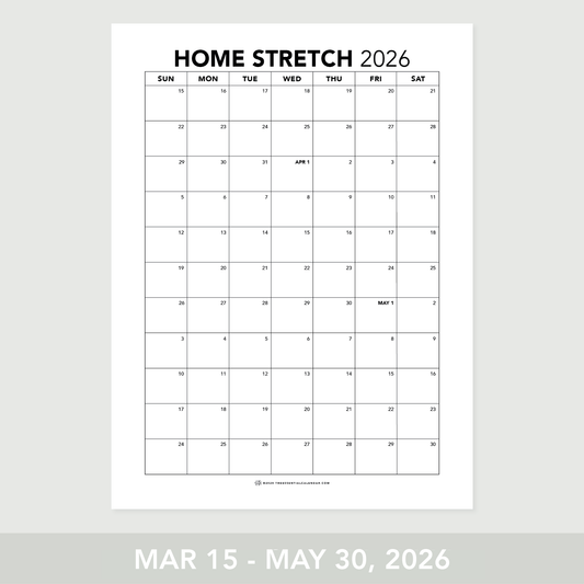 The Essential Family Calendar: Home Stretch (Sunday-start)