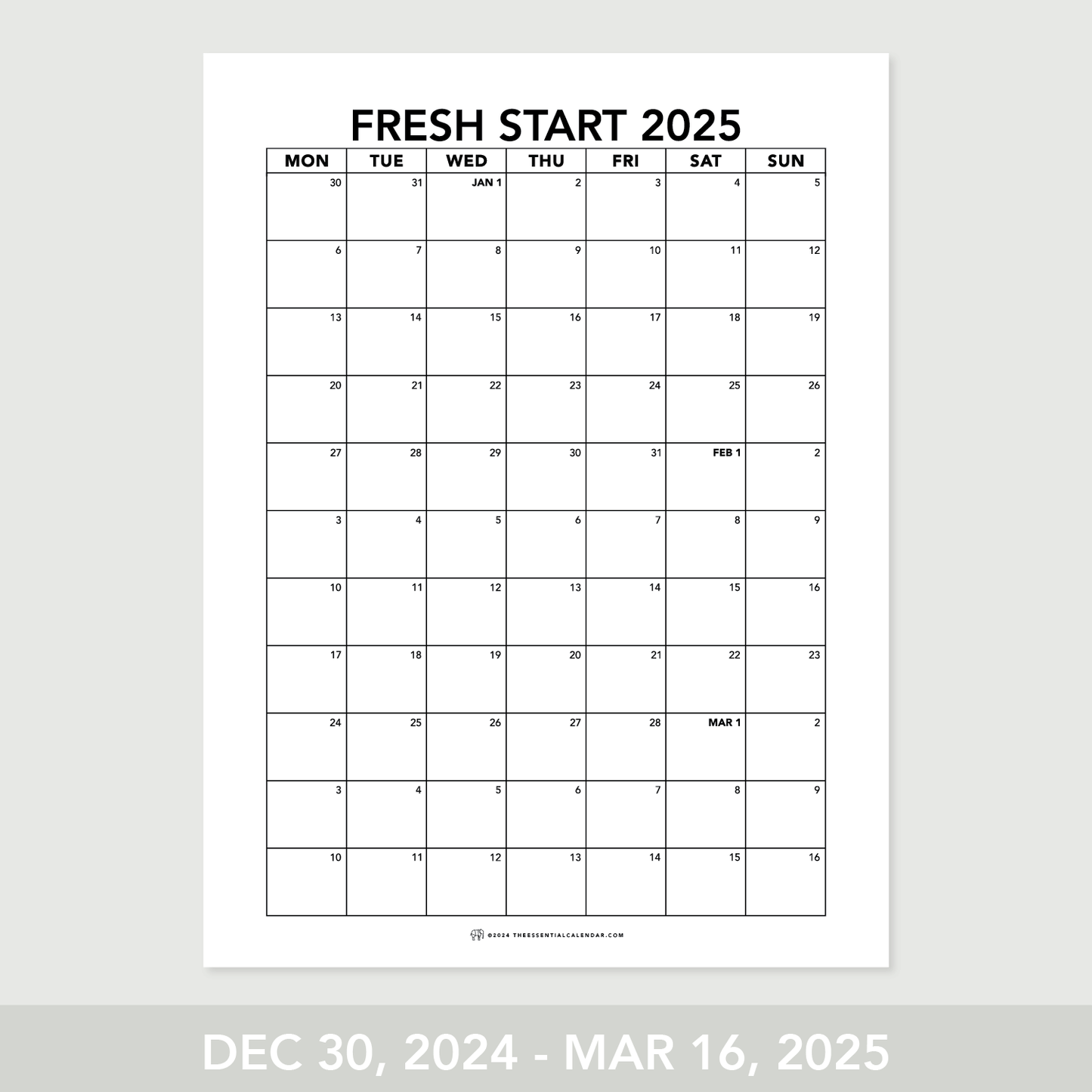 2024-2025 Monday-start Calendar