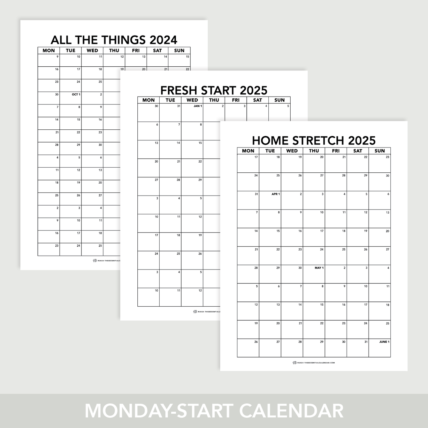 2024-2025 Monday-start Calendar