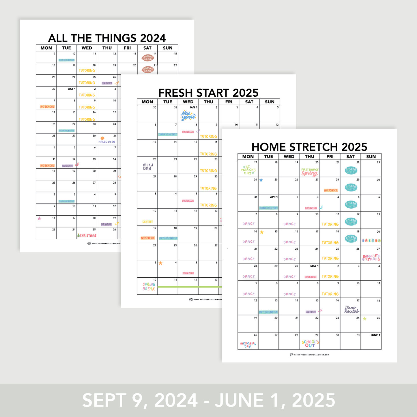 2024-2025 Monday-start Calendar