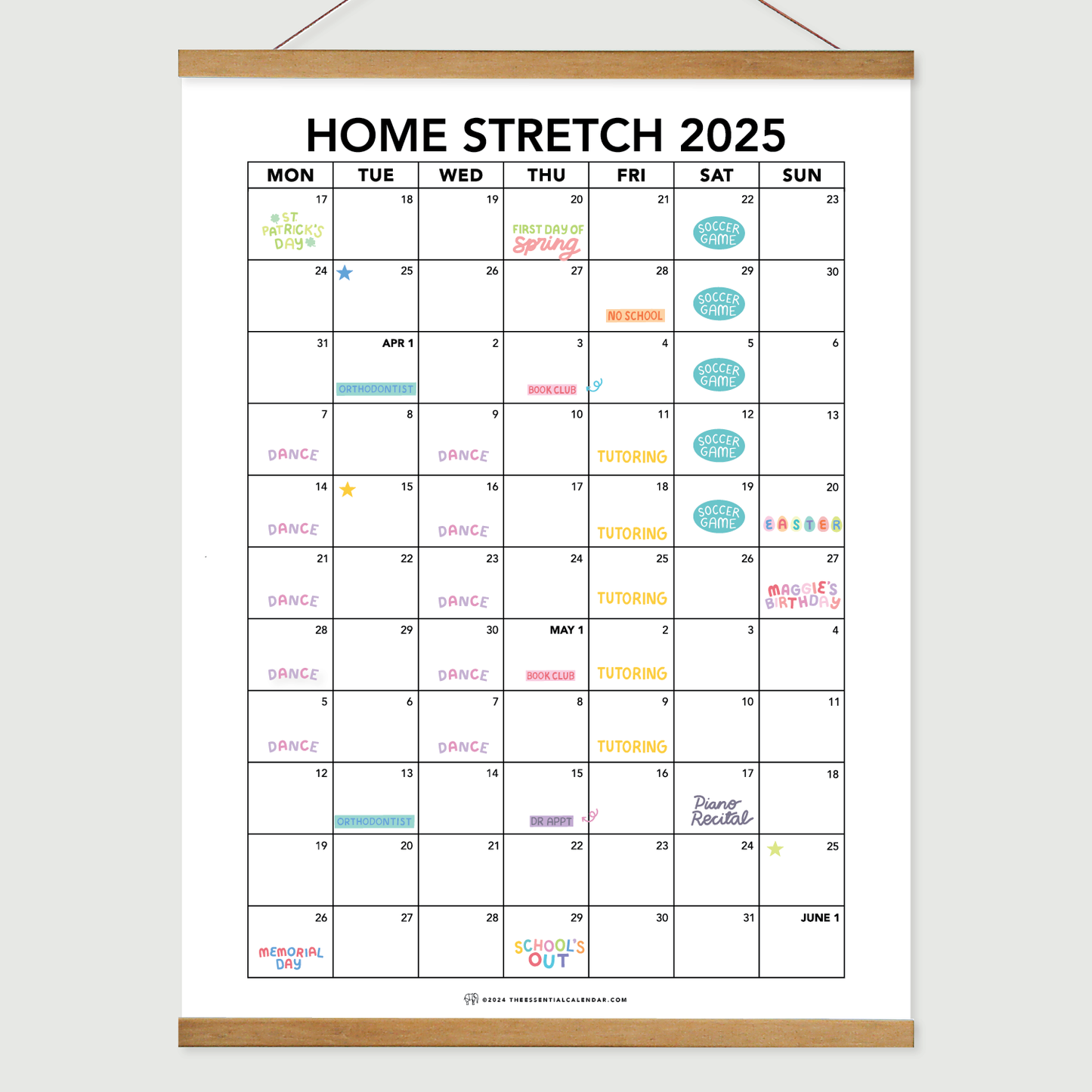 2024-2025 Monday-start Calendar