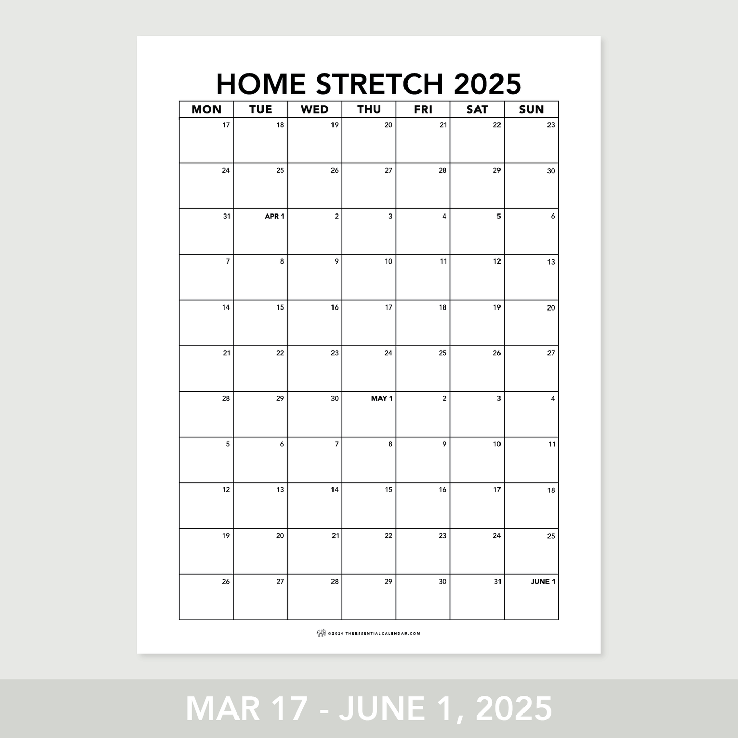 2024-2025 Monday-start Calendar