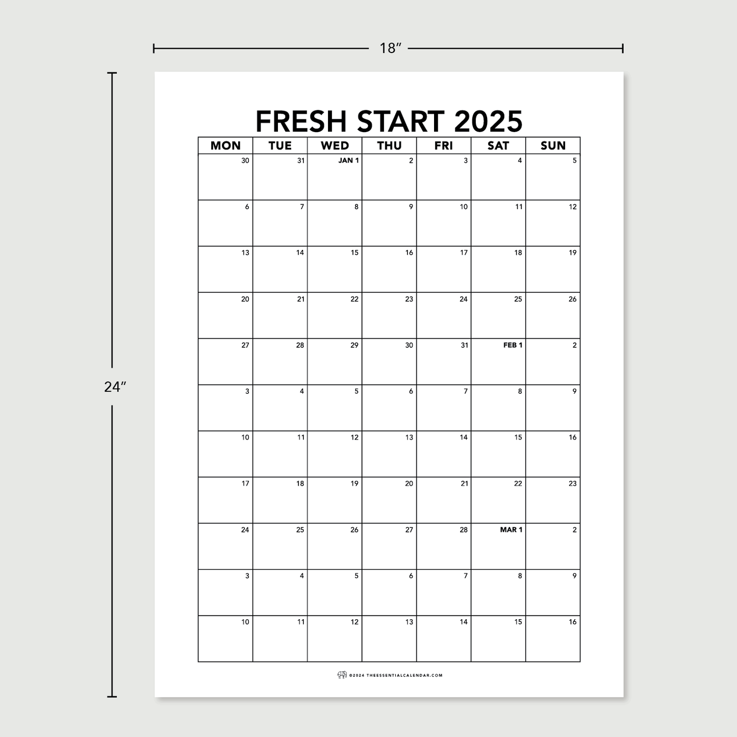 2024-2025 Monday-start Calendar