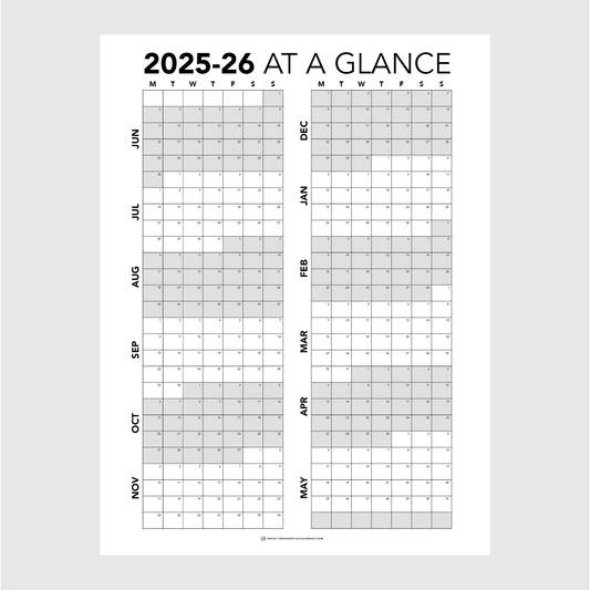 June 2025 - May 2026 At a Glance (Monday-start)