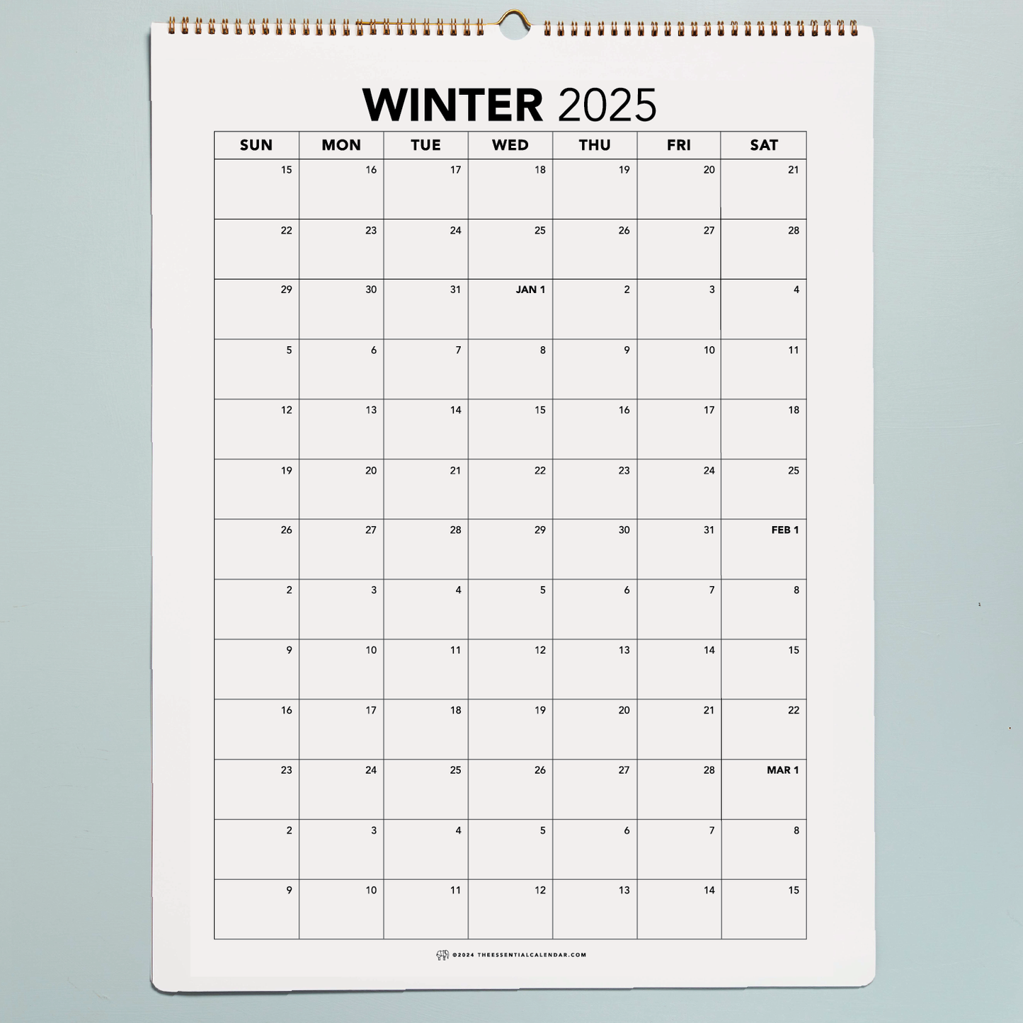 2025 Sunday-start Bound Calendar