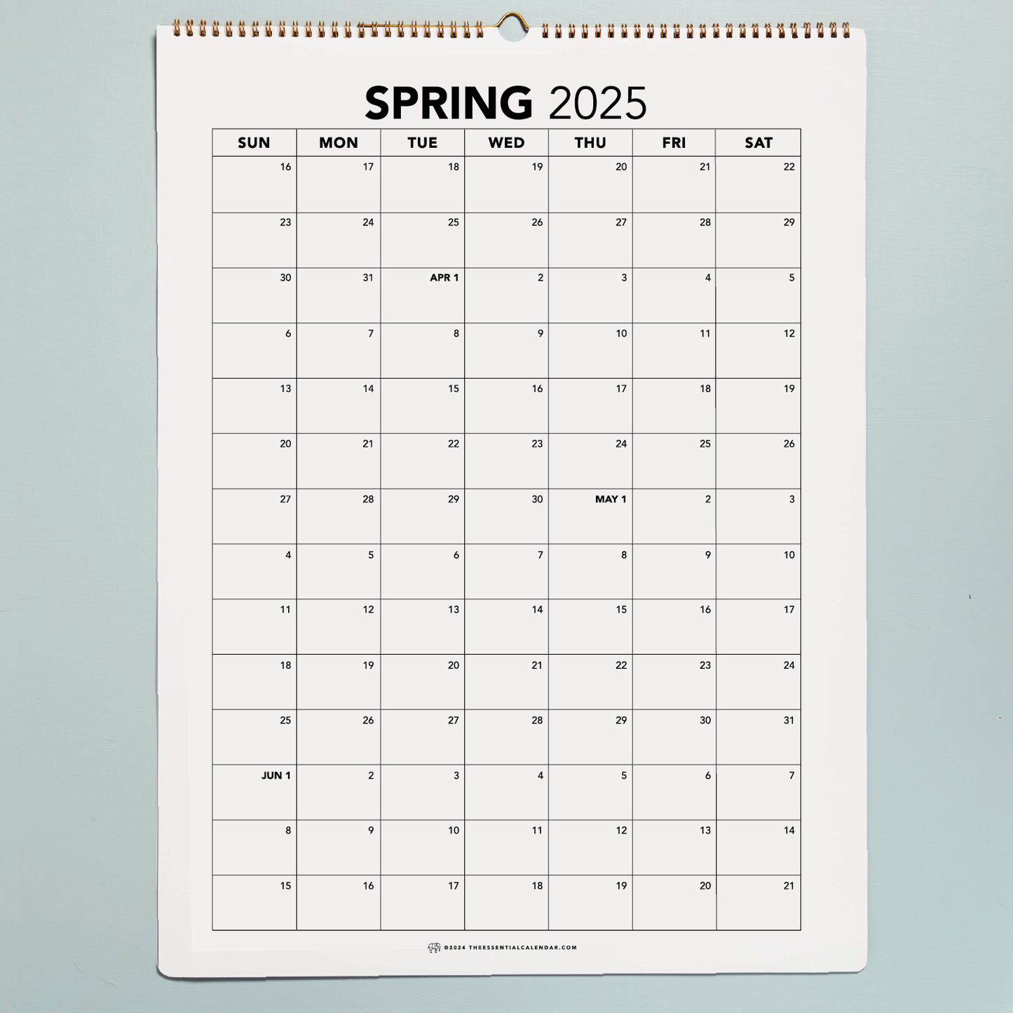 2025 Sunday-start Bound Calendar