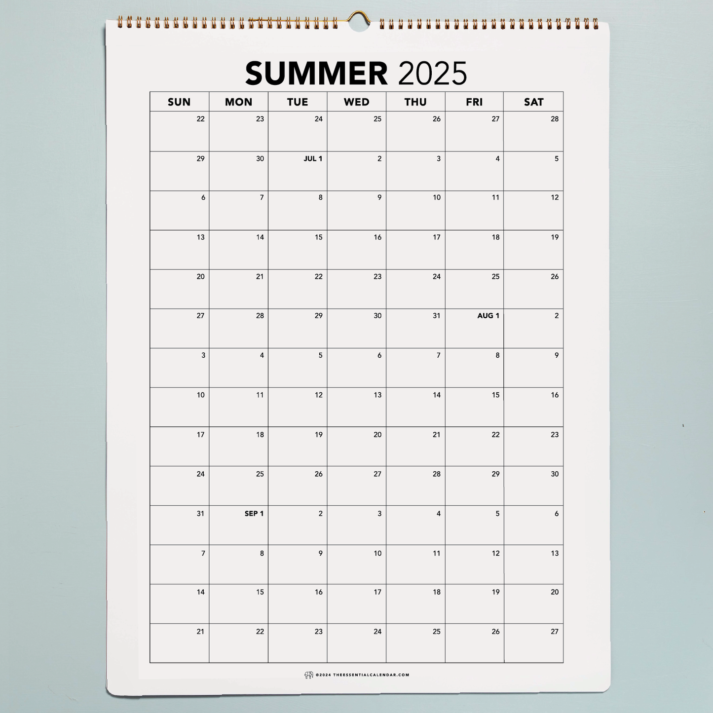 2025 Sunday-start Bound Calendar