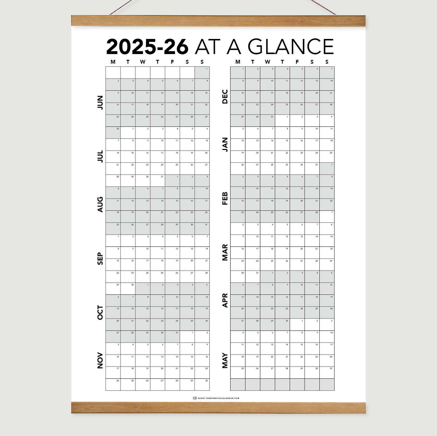 June 2025 - May 2026 At a Glance (Monday-start)