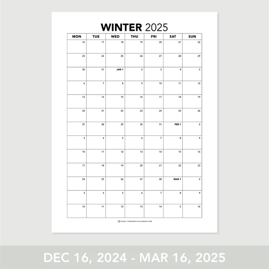 2025 Monday-start Winter Calendar