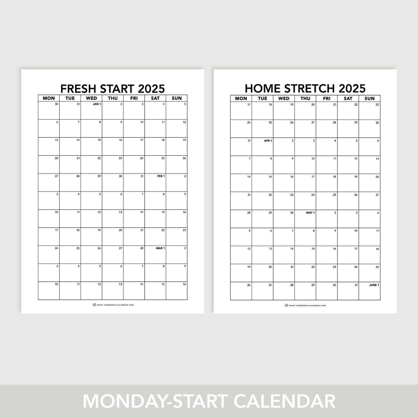 2024-2025 Monday-start Calendar